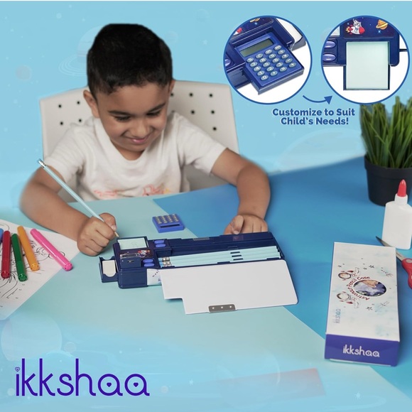 2-Pc Ikshaa Astronaut Pencil Case –‎ Double-Sided with Calculator & Ruler - Picture 6 of 9